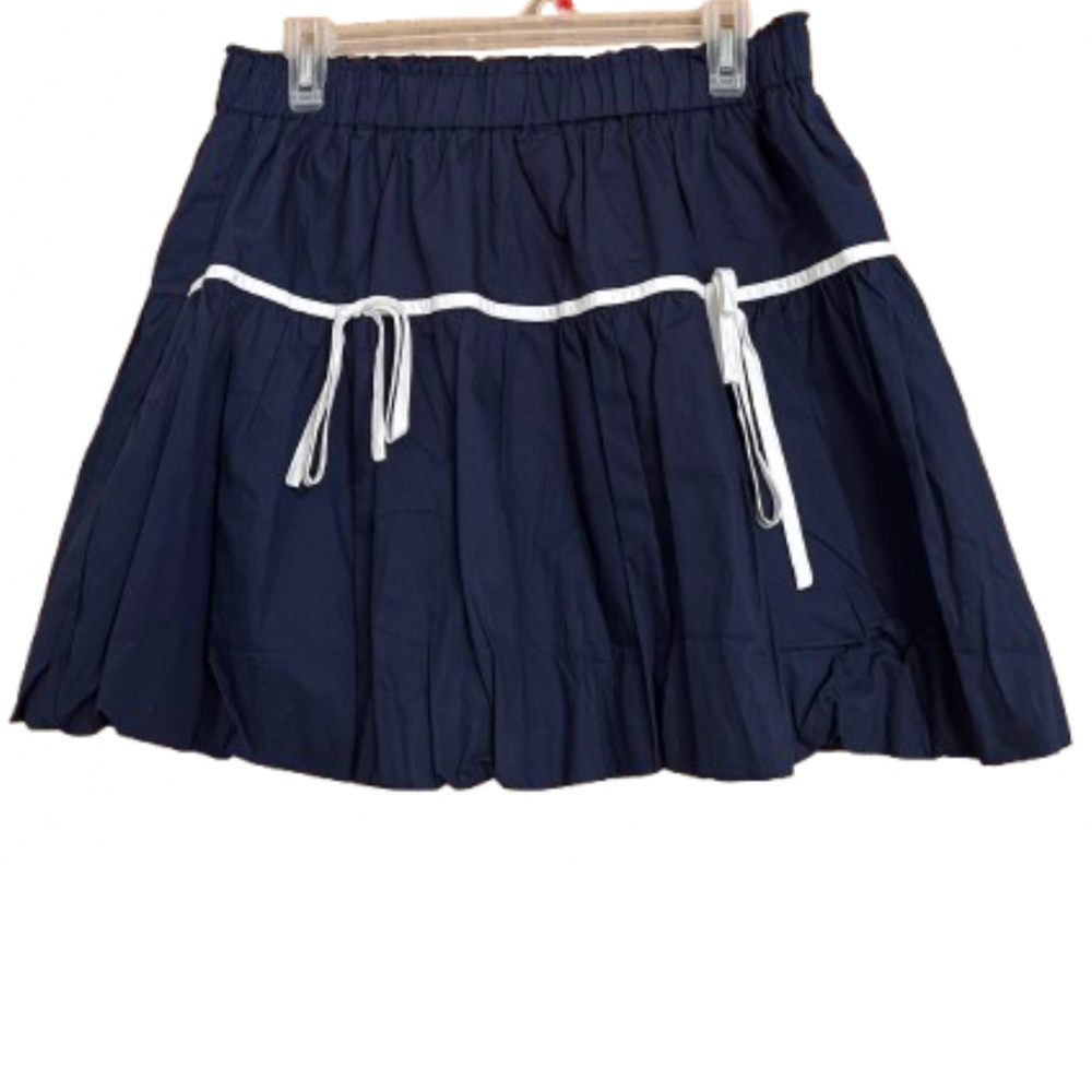 Pants Store Women’s Navy & White Bow Detail Skater 100% Cotton Skirt Lined Sz-L